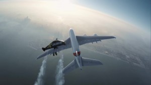 A380 SuperJumbo yanında 2 Jetmen Sinek