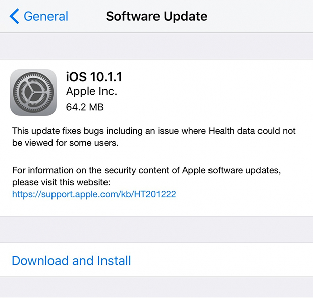 ios 10.1.1 güncelleme