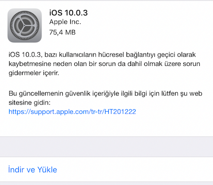 ios 10 güncelleme Apple iOS 10.0.3