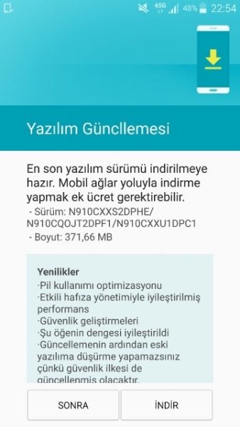 samsung note 4 güncelleme