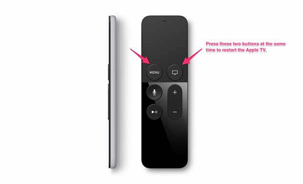 apple tv yeniden başlatma kısayolu