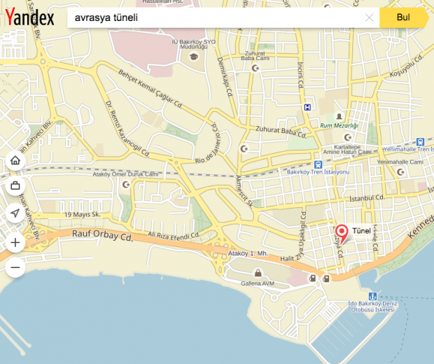 Avrasya Tüneli Yandex Navigasyon ve Haritalar'a Eklendi