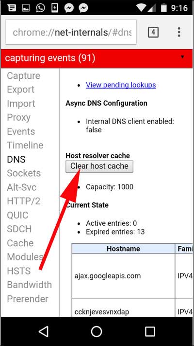 Clear dns cache