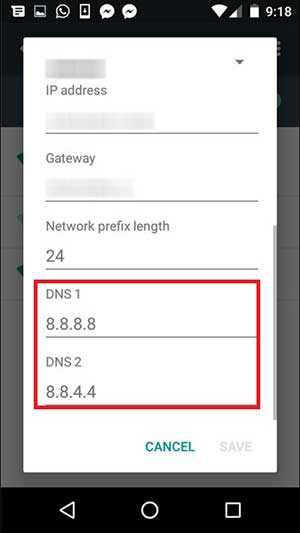 wifi dns değiştirme