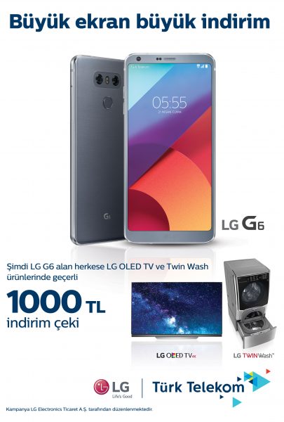 LG G6 Alana 1000 TL İNDİRİM ÇEKİ