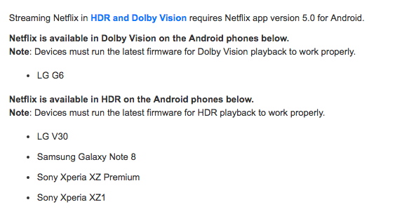 Galaxy Note 8 ve Xperia XZ1 Netflix HDR