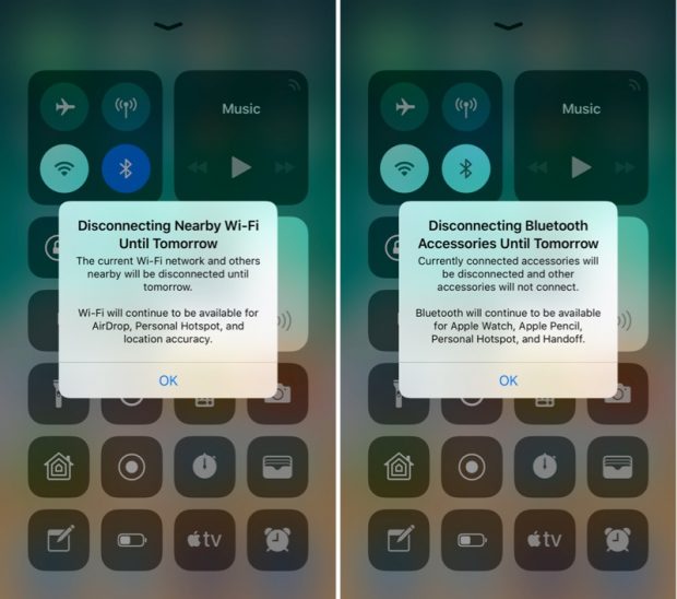 iOS 11.2 Beta WiFi ve Bluetooth Kontrollerini Bildirimlerle Açıklıyor