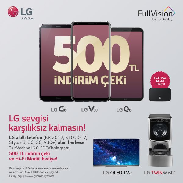 LG'den Akıllı Telefon Alana 500 TL İNDİRİM ÇEKİ