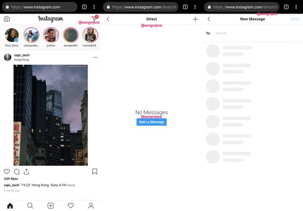 Instagram Web Üzerinden Doğrudan Mesaj