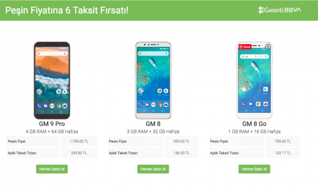 General Mobile’dan Garanti Bankası müşterilerine 6 Taksit FIRSATI