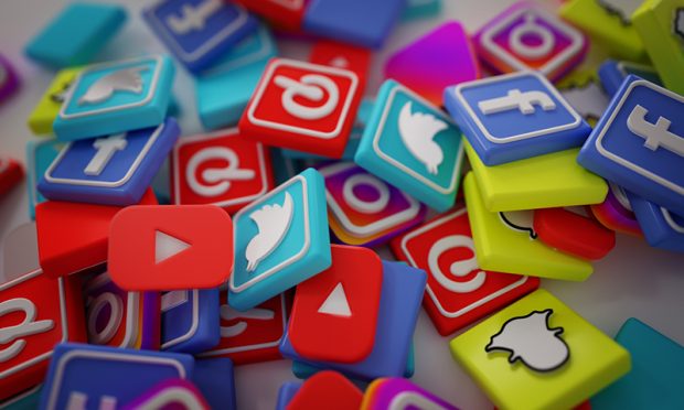 Pile of 3D Popular Social Media Logos