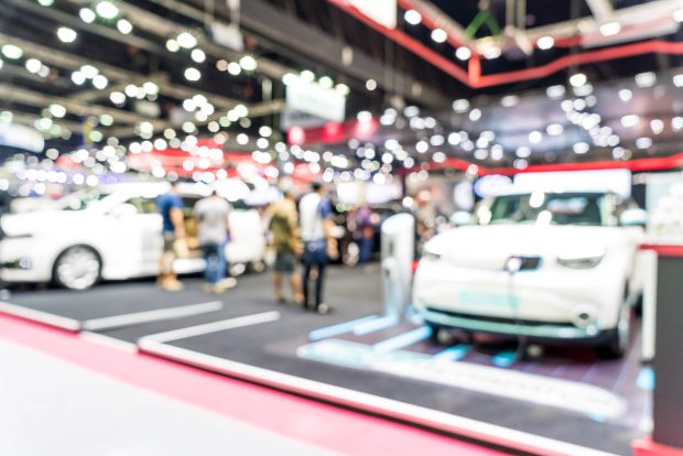 Abstract blur and defocused car and motor exhibition show event