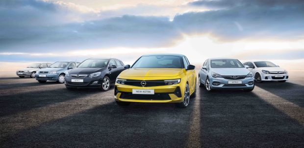 Die sechs Opel-Astra-Generationen (1991–2021) / The six Opel Astra generations (1991–2021)