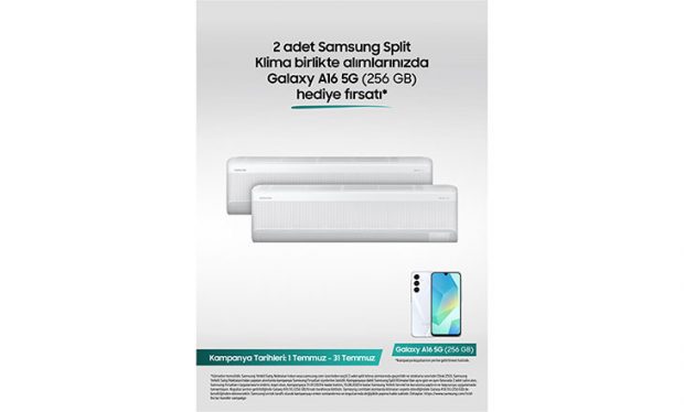 Samsung Split Klimalarda 2’li alımda Galaxy A16 5G telefon hediye fırsatı!