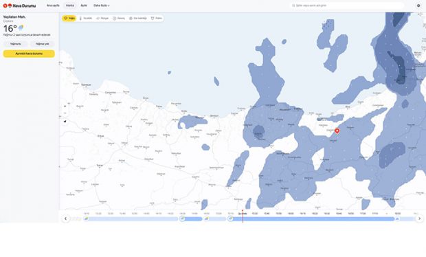 Yandex Hava Durumu, Bölge Bazlı Anlık Yağış Haritası Özelliğini Tanıttı