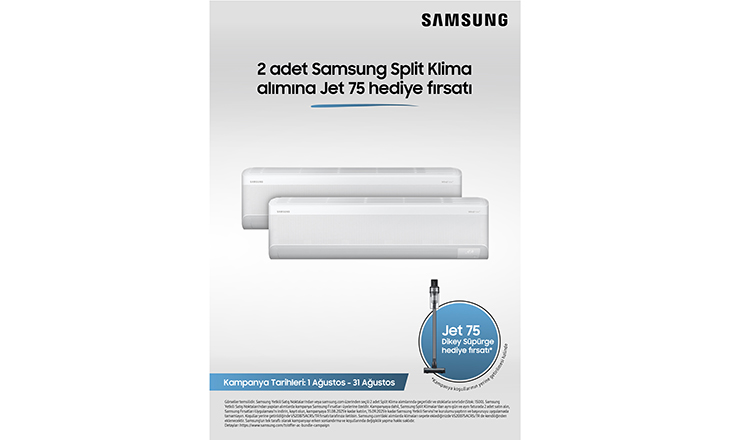 Samsung WindFree™ Split Klimalarda 2’li alımda JET 75 Dikey süpürge hediye!
