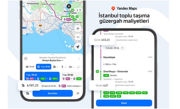 Yandex Türkiye, İstanbul Toplu Taşıma Ücretlerini Gerçek Zamanlı Gösteriyor