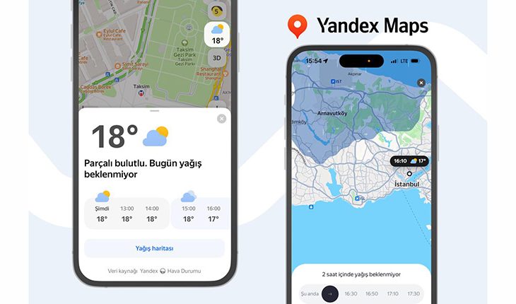 Yandex Maps’e gerçek zamanlı hava durumu tahminleri geldi!