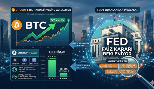 Bitcoin 6 haftanın zirvesine yaklaşırken piyasalar FED’e odaklandı
