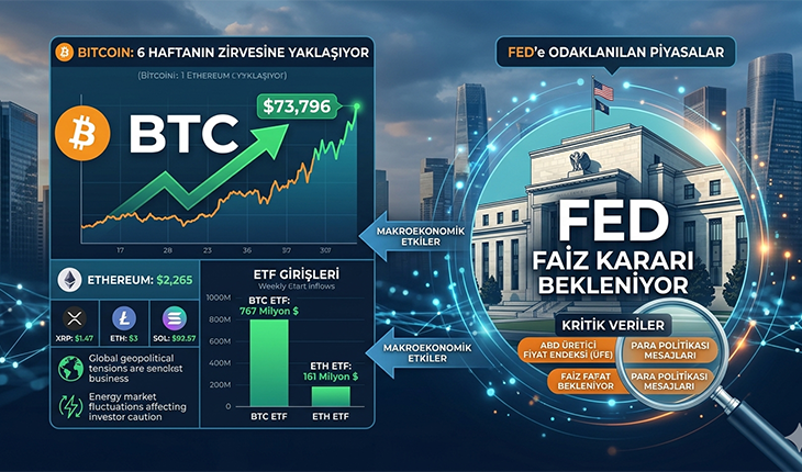Bitcoin 6 haftanın zirvesine yaklaşırken piyasalar FED’e odaklandı