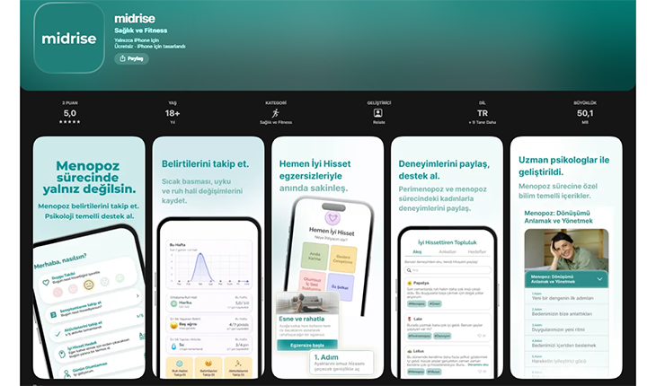 Türkçe Menopoz Mobil Uygulaması ‘Midrise’ Yayında