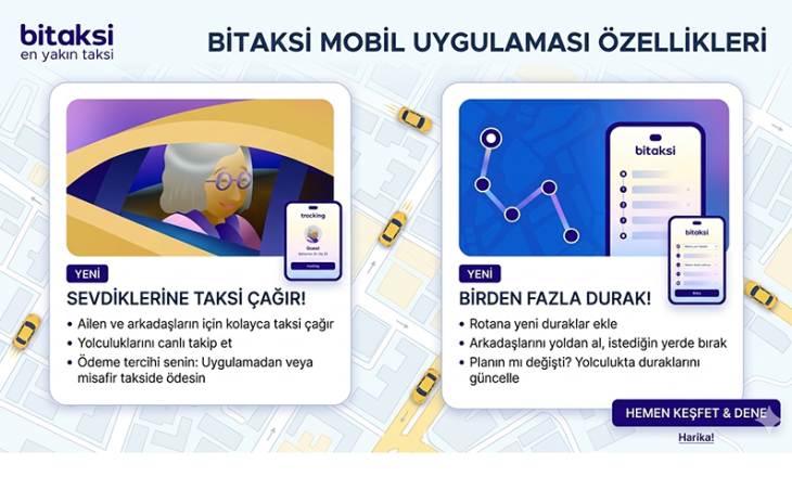 Bitaksi, “Başkasına Çağır” ve ‘’Durak Ekle’’ Özelliği Ekledi