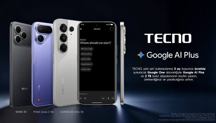 TECNO’dan Yeni Cihaz Alana 3 Aylık Google AI Plus Hediye!