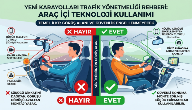 Yeni Karayolları Trafik Yönetmeliği Rehberi: Araç Kamerası, Telefon Tutucu Nasıl Kullanılacak?