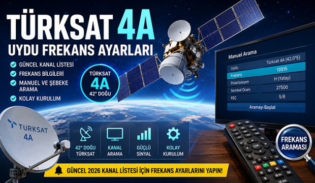 Türksat 4A Uydu Frekans Ayarları 2026: Güncel Türksat 4A Kanal Listesi